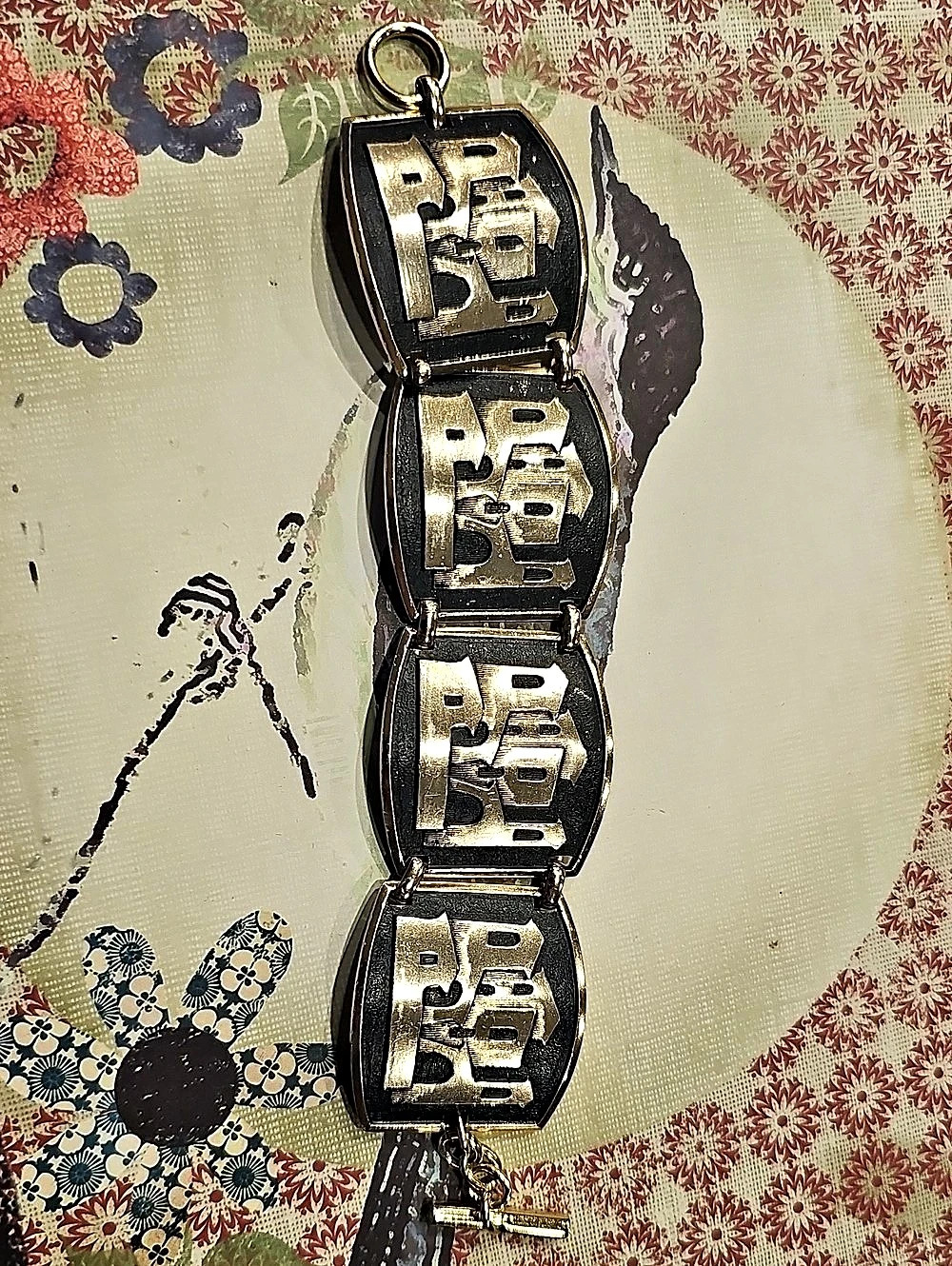 Vintage Mid Century European Village Panel Bracelet